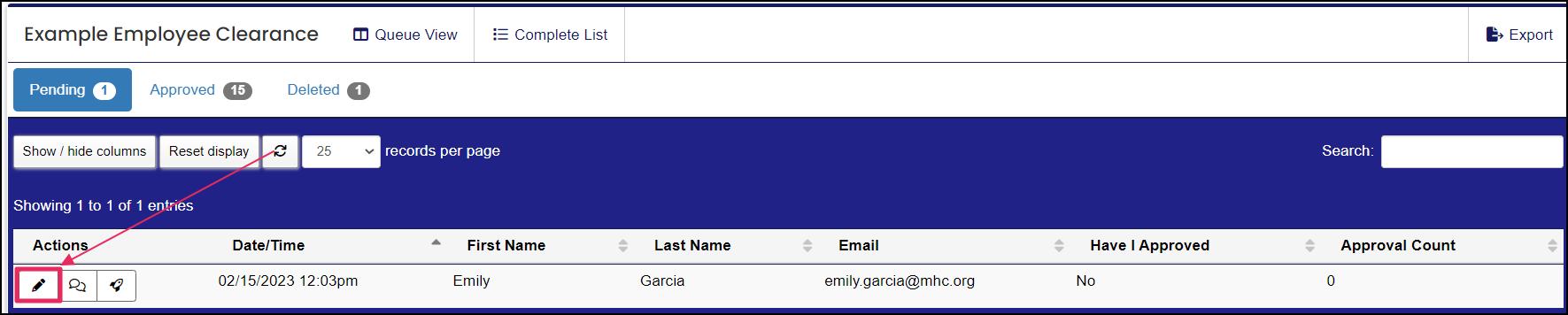 Applications table highlighting Edit button.