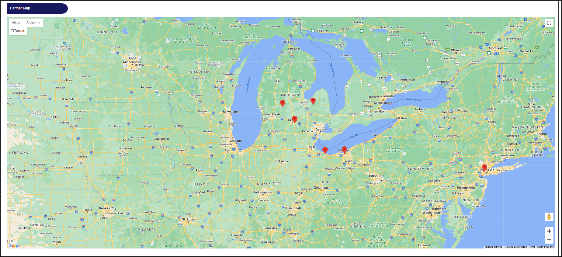 Snapshot Partner map section example.